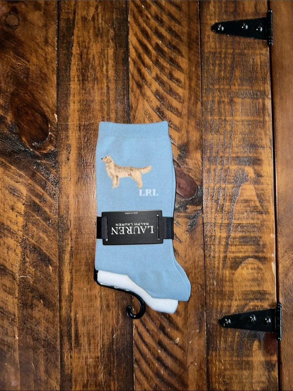 Lauren Ralph Lauren Dog Embroidery Blue Crew Socks NWT Fits Shoe 4-10.5 2pk
